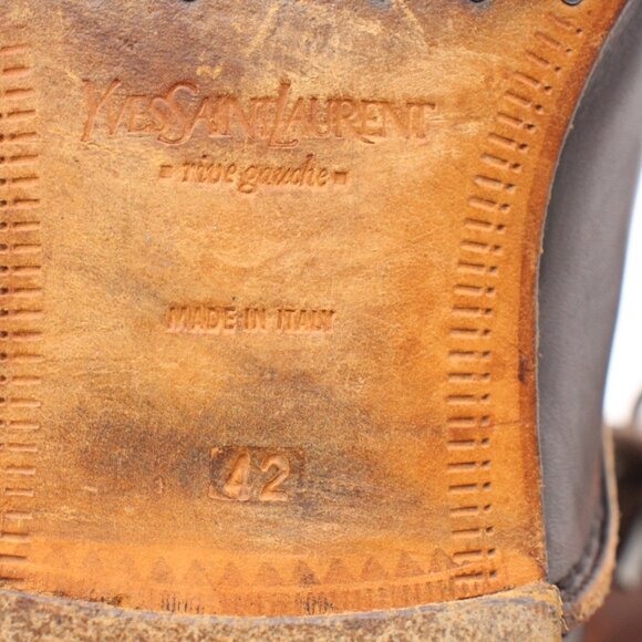 YSL Saint Laurent Rive Gauche Men's Size EU 42 Brown Leather Derby Cap Toe - Picture 3 of 11